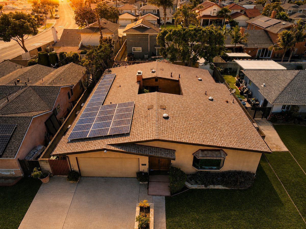 Completed asphalt shingle roof replacement