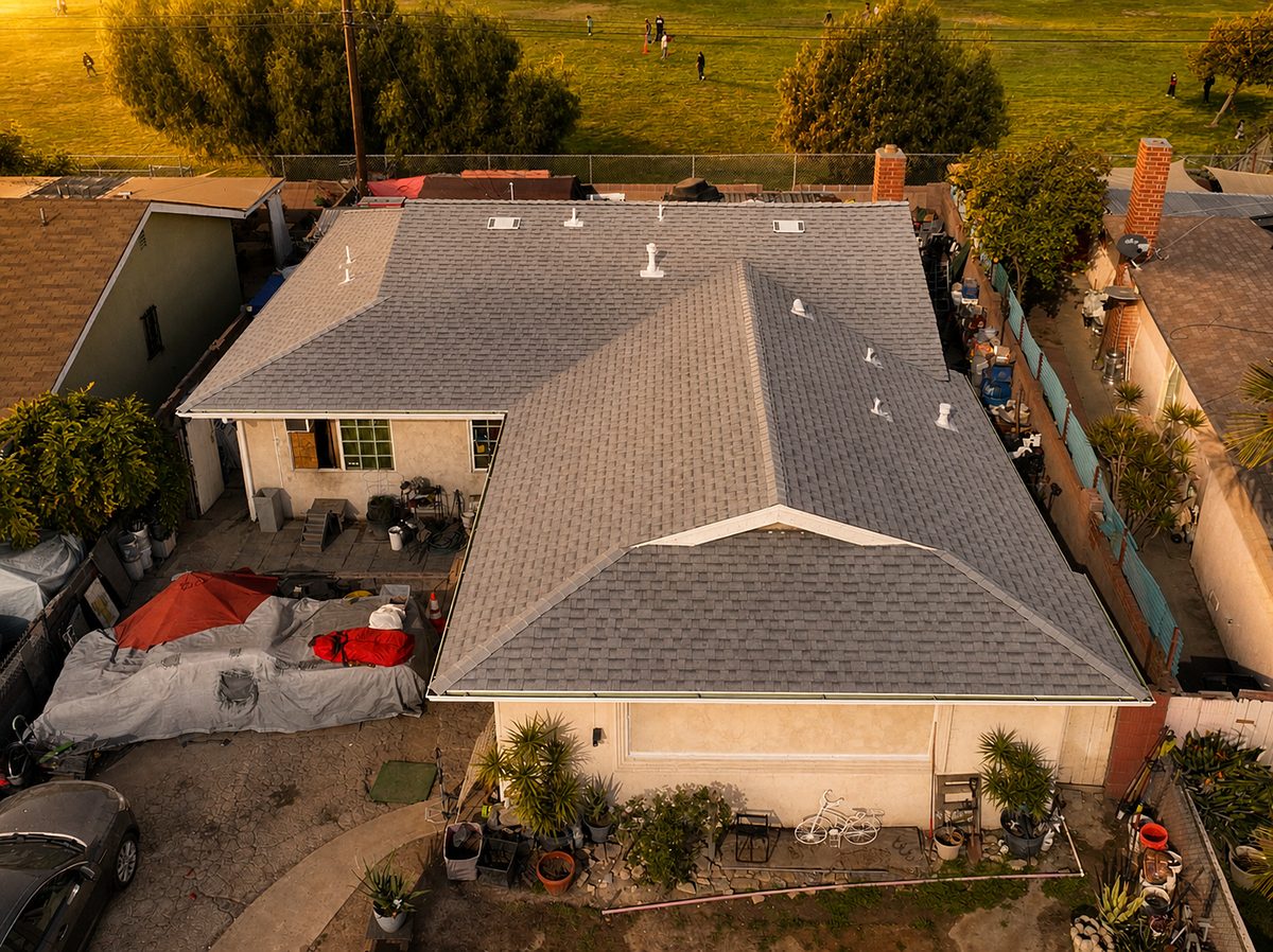 After: New asphalt roof and gutters in Bell Gardens