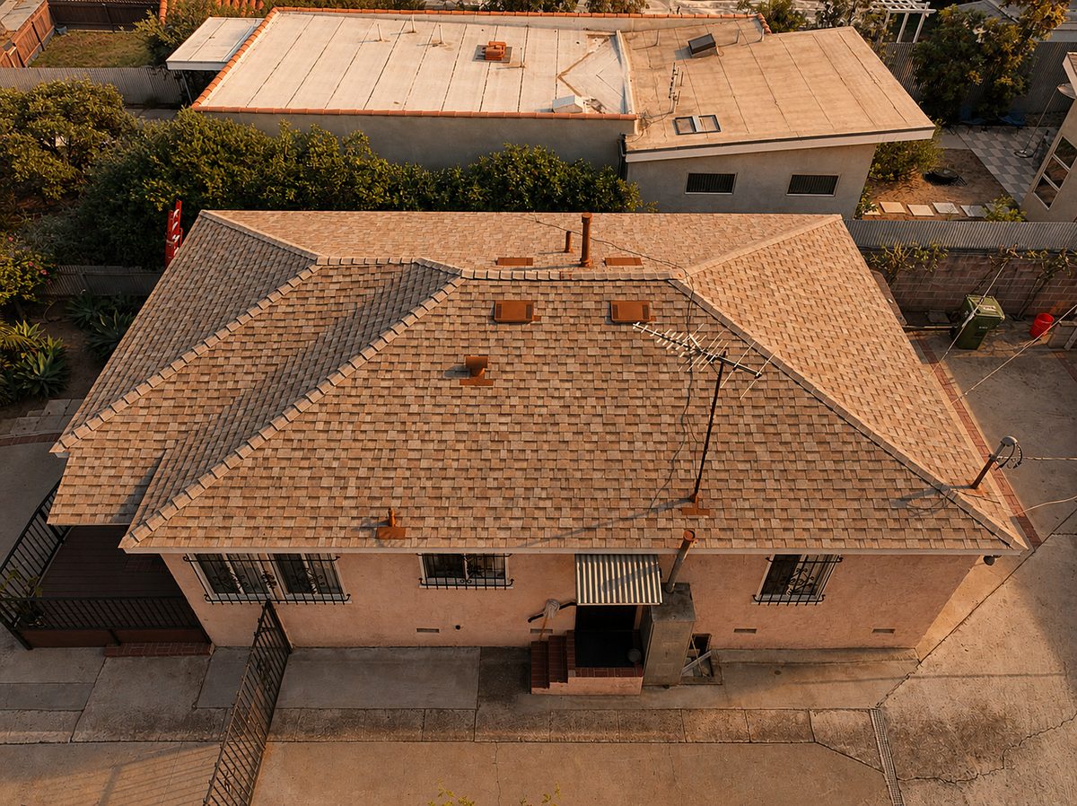 After: New asphalt roof in Culver City