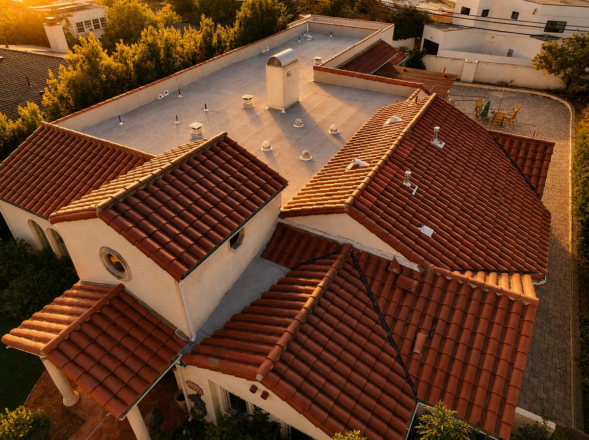 After: Combined flat and tile roof in Long Beach