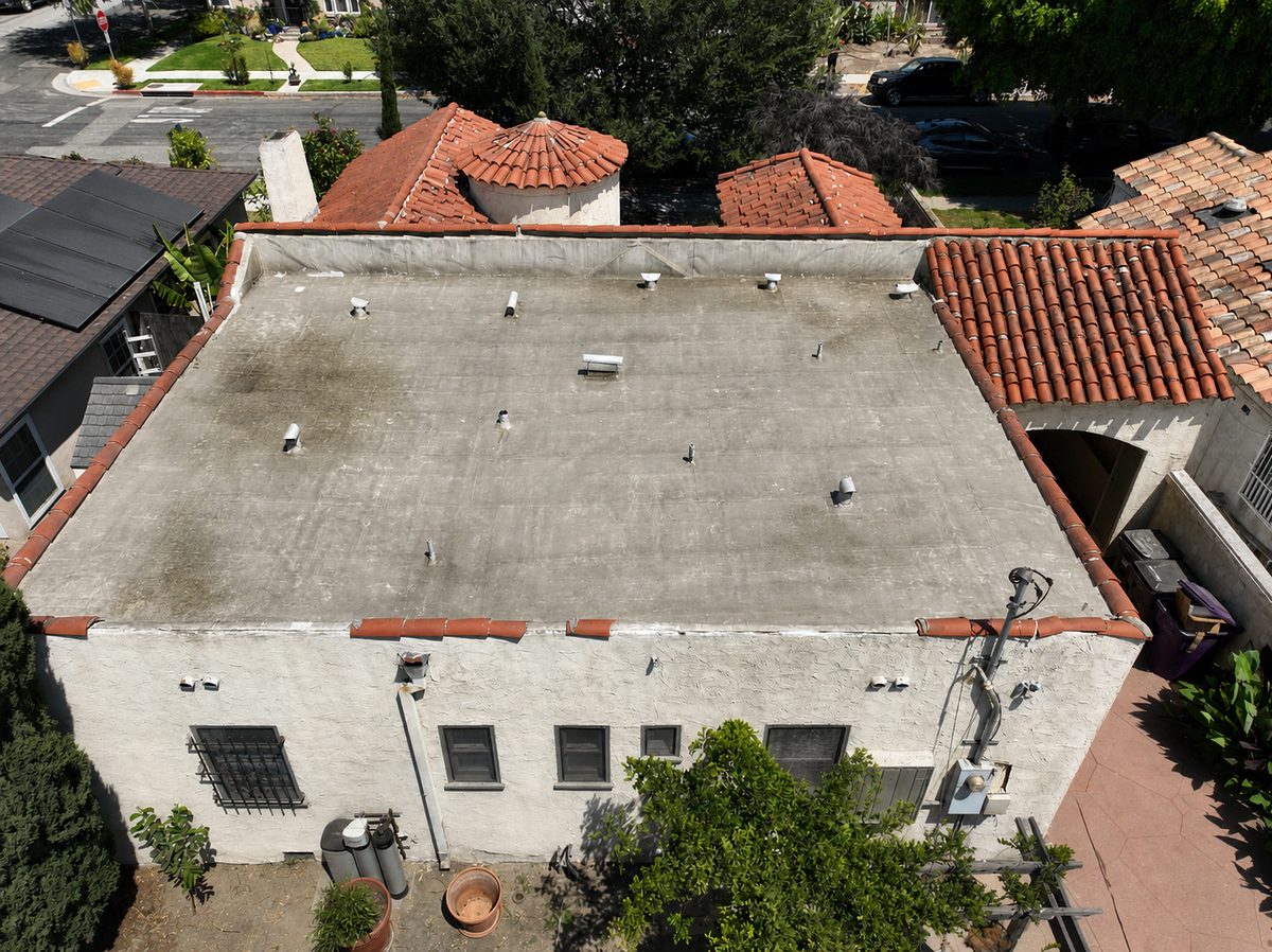 Before: Aged flat roof in Long Beach