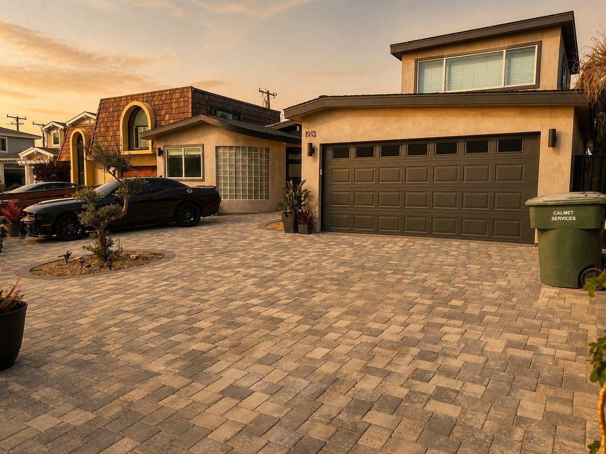 After: Paver driveway and gate in Lomita