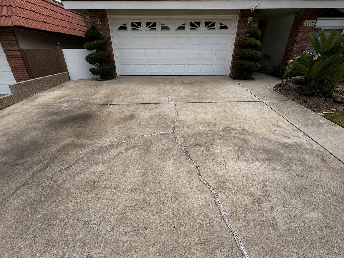 Before: Cracked driveway in Torrance