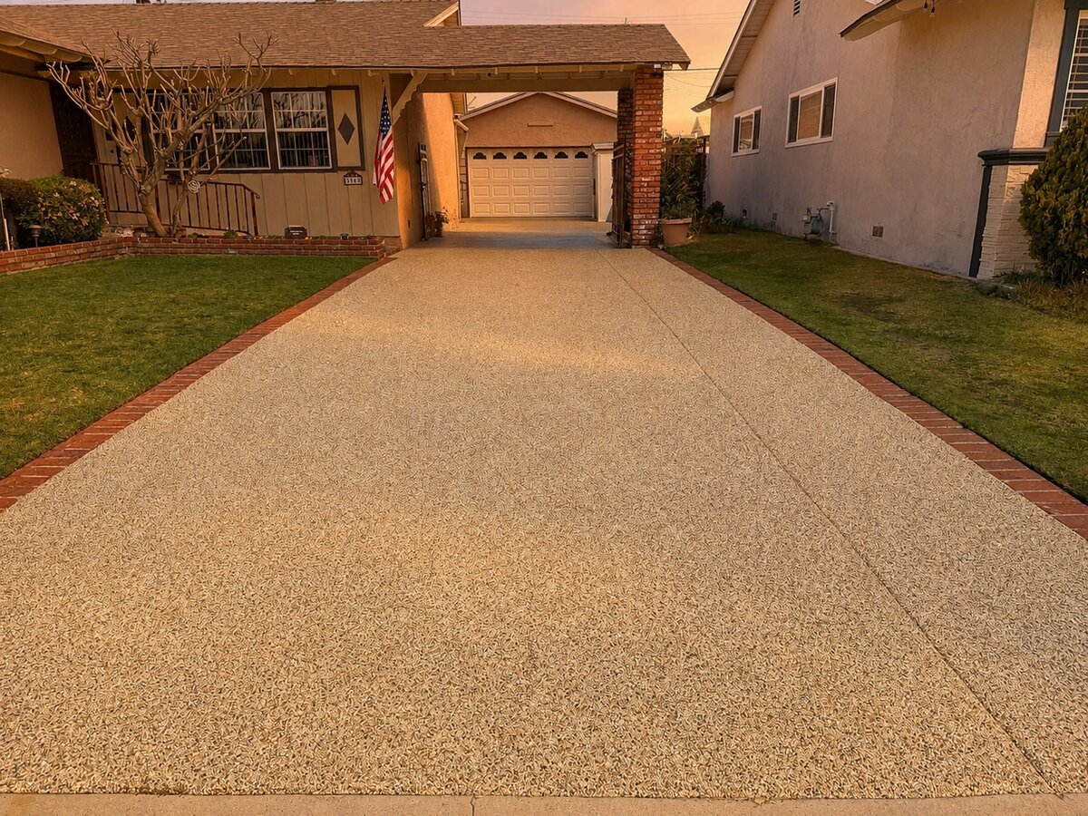 After: Pebble Tec driveway in Bellflower