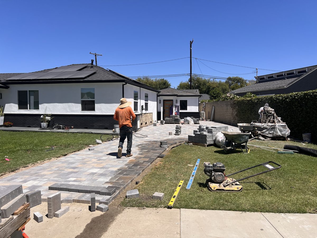 Pavers being laid with proper sub-base prep